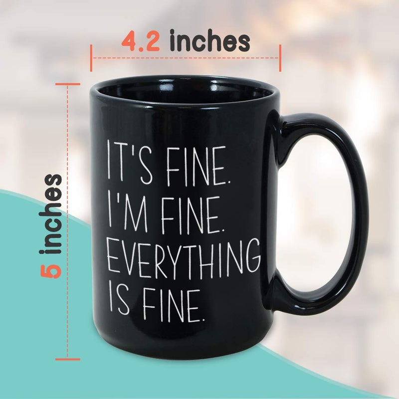 Bubble Hugs Mom Coffee Mug 15 oz Black, It's Fine Funny Witty Sarcasm Humor Mother Women - Image 4